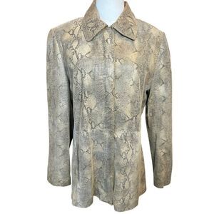 Bernardo Animal Print Leather Full
Zip Coat Mob Wife Office Siren Size M Jacket